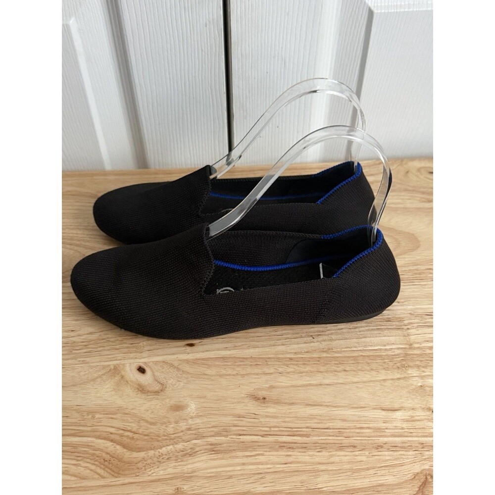 Rothy's Black Knit The Loafer Size Solid Slip-on Flats Almond Toe Comfort